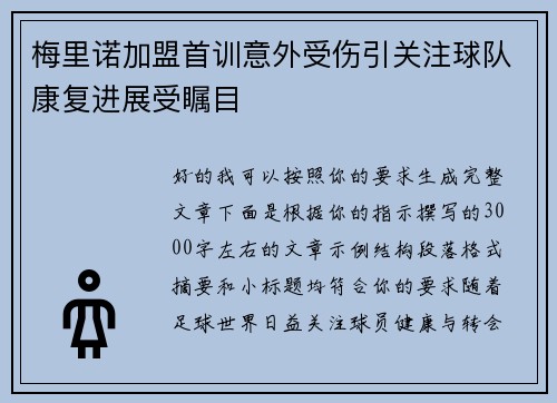 梅里诺加盟首训意外受伤引关注球队康复进展受瞩目